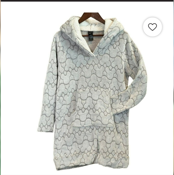 Disney Mickey Mouse Fleece Lounger Hoodie Sherpa Snuggie Gray Cozy Vacation - Picture 1 of 10